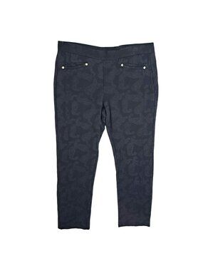 Peck & Peck Size 10 Black Paisley Crop Skinny Pants Hi Rise Office Casual